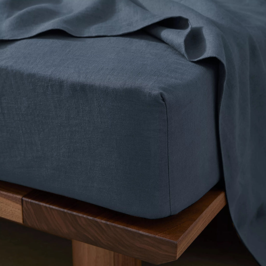Ravello Linen Flat Sheet Denim – view 2