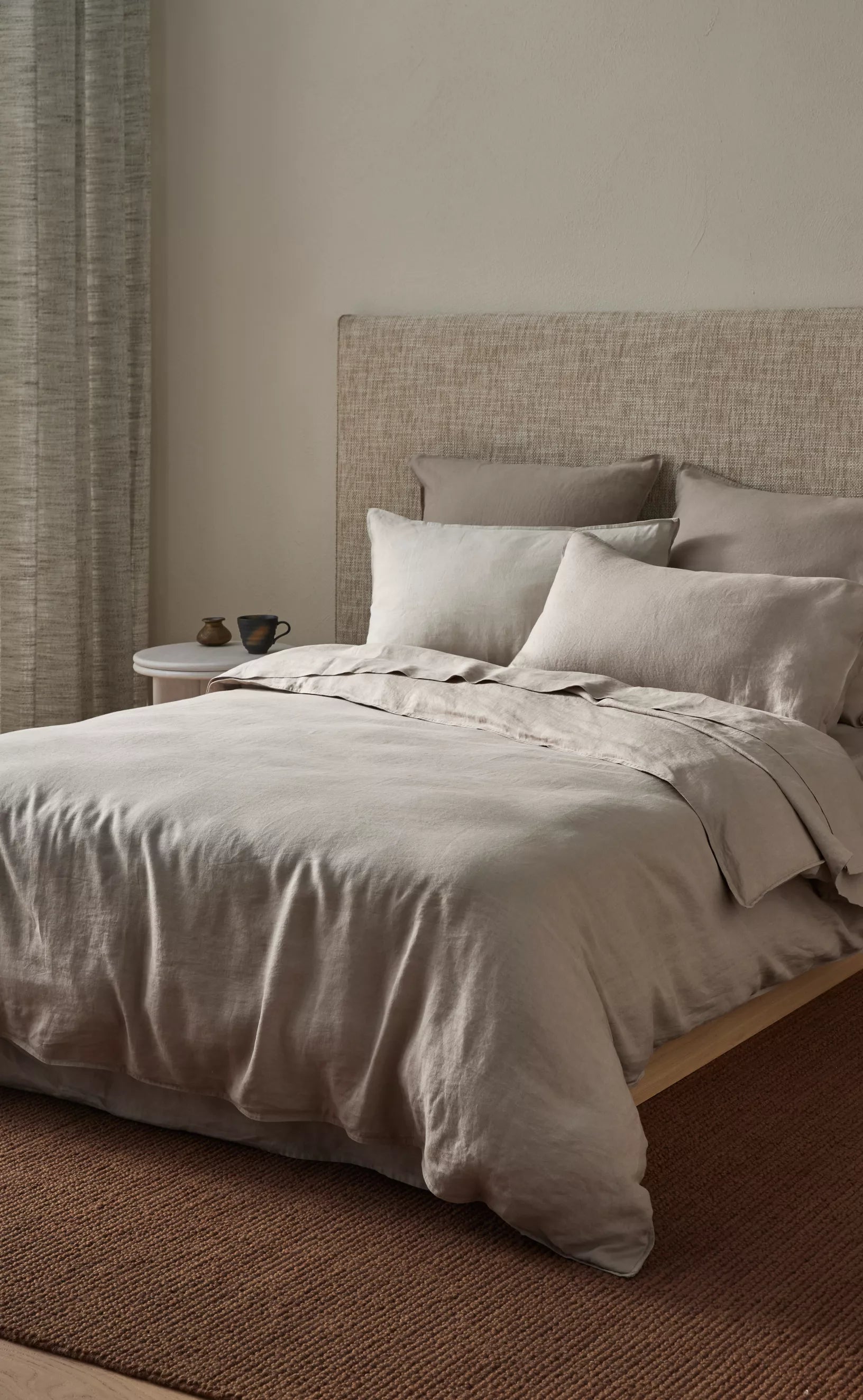 Ravello Linen Quilt Cover Pebble